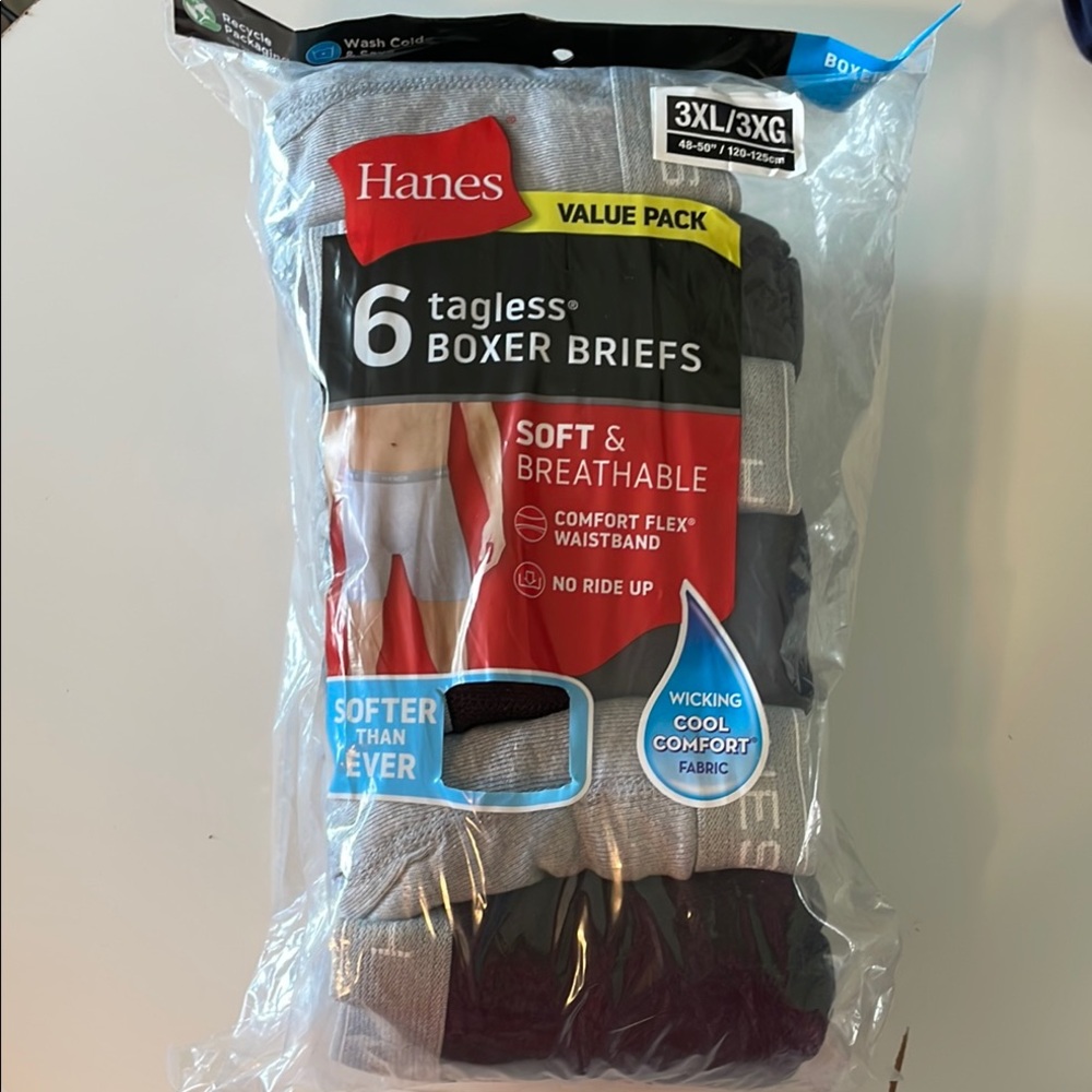 Hanes Men's Tagless Boxer Briefs - Black, Gray, White
